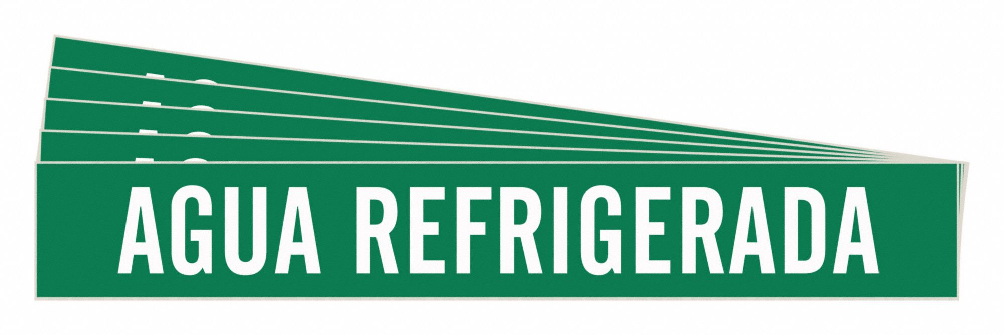 Pipe Marker: Agua Refrigerada, Green, White, Fits 8 in and Larger Pipe O.D., 1 Pipe Markers, 5 PK