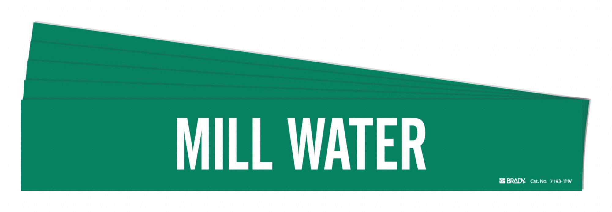 Pipe Marker: Mill Water, Green, White, Fits 8 in and Larger Pipe O.D., 1 Pipe Markers, 5 PK