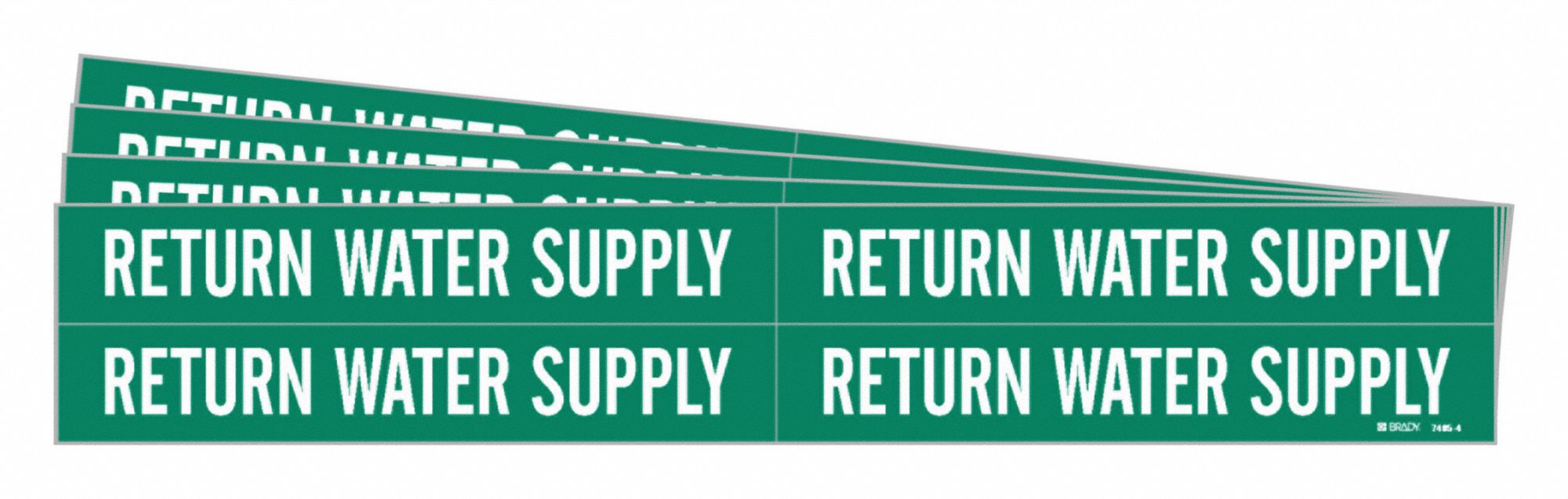 Pipe Marker: Reheat Water Return, Green, White, Fits 3/4 to 2 3/8 in Pipe O.D., 4 Pipe Markers, 5 PK