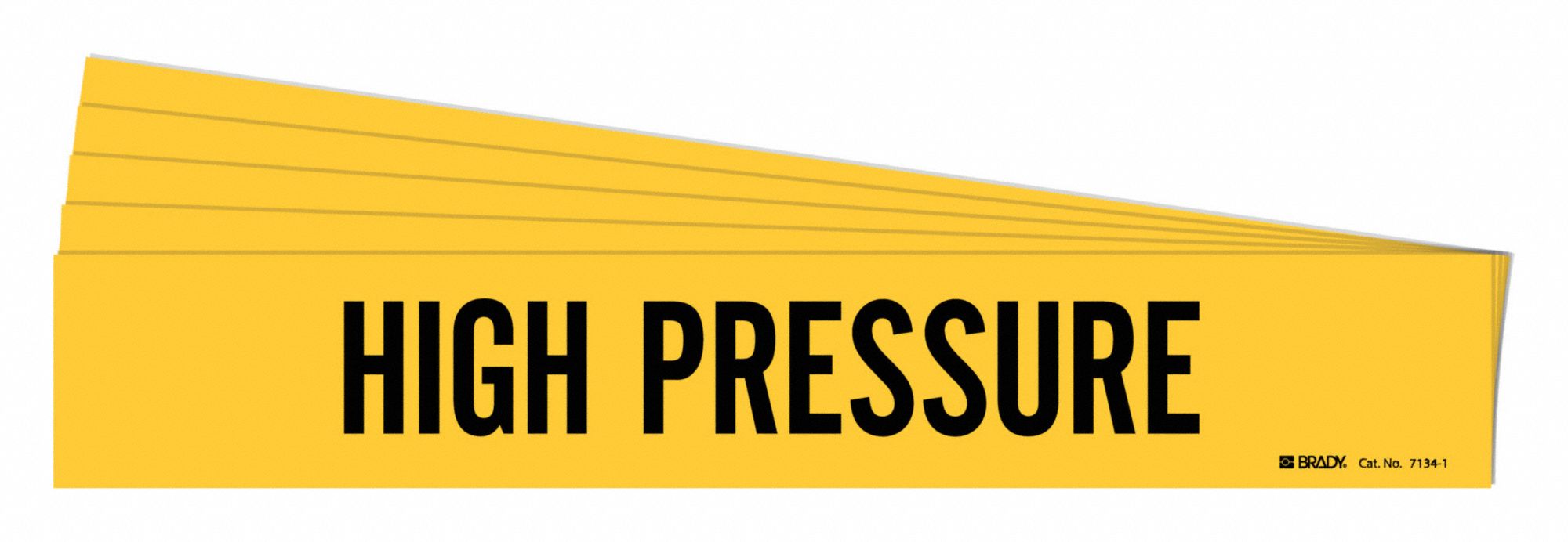 Pipe Marker: High Pressure, Yellow, Black, Fits 2 1/2 to 7 7/8 in Pipe O.D., 1 Pipe Markers, 5 PK