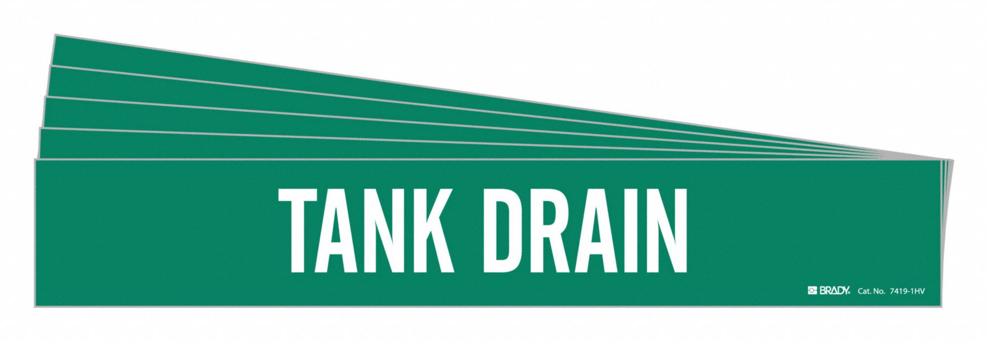 Pipe Marker: Tank Drain, Green, White, Fits 8 in and Larger Pipe O.D., 1 Pipe Markers, 5 PK