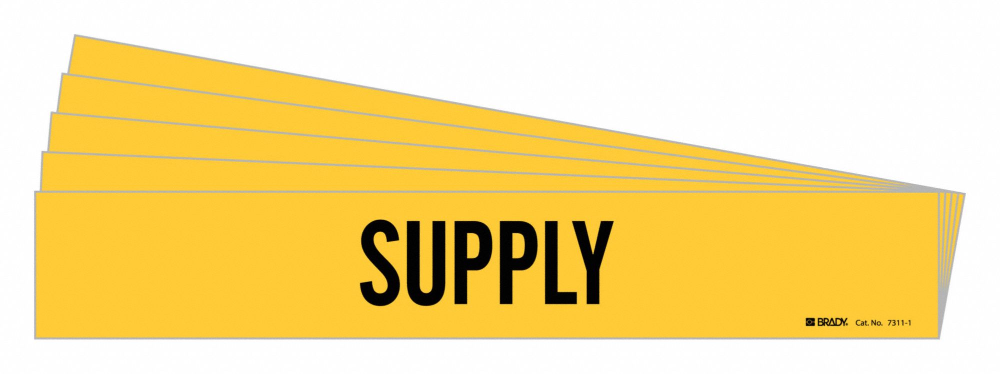 Pipe Marker: Supply, Yellow, Black, Fits 2 1/2 to 7 7/8 in Pipe O.D., 1 Pipe Markers, 5 PK