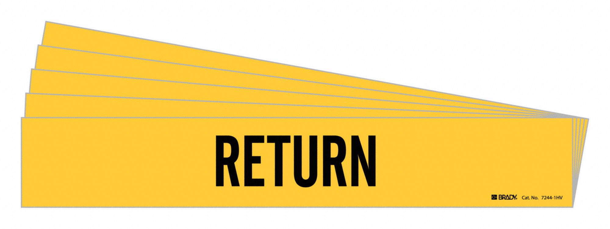 Pipe Marker: Return, Yellow, Black, Fits 8 in and Larger Pipe O.D., 1 Pipe Markers, 5 PK