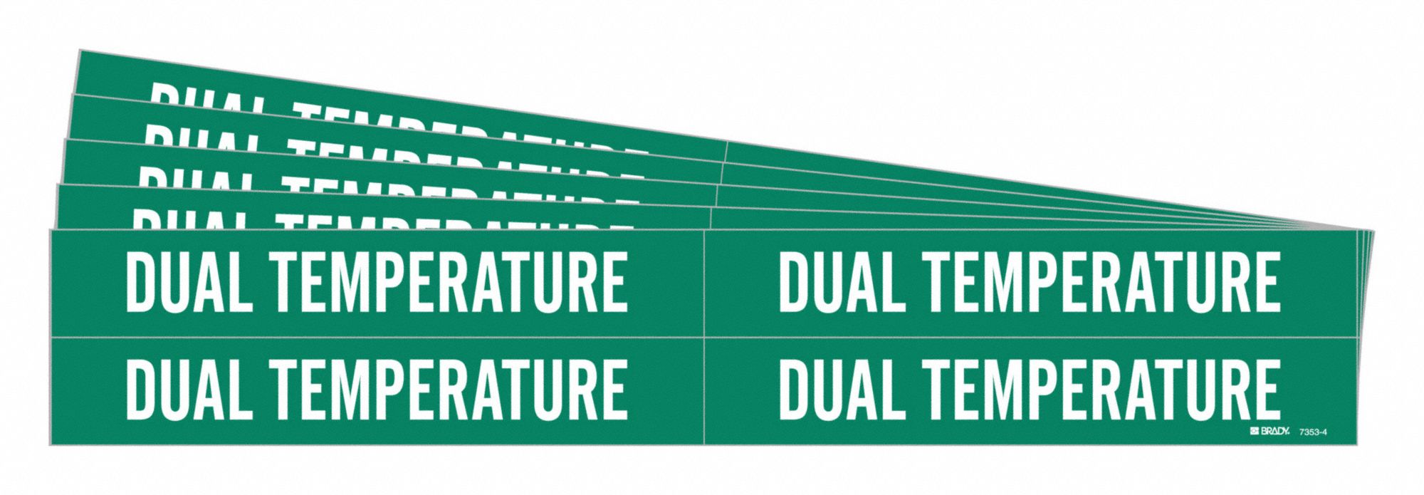 Pipe Marker: Dual Temp, Green, White, Fits 3/4 to 2 3/8 in Pipe O.D., 4 Pipe Markers, 5 PK