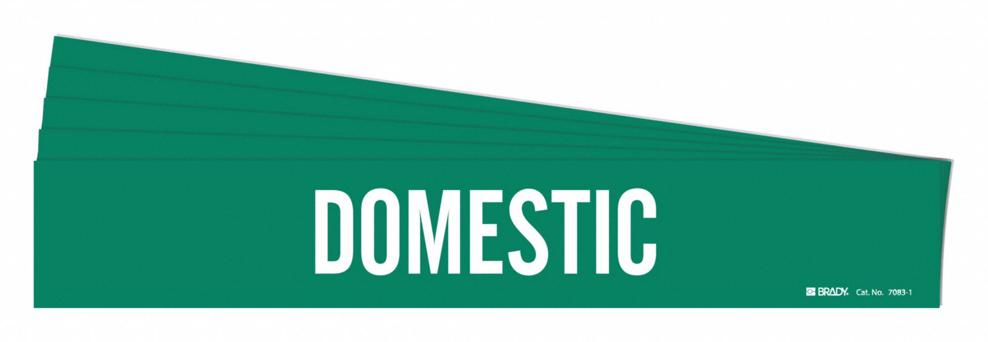 Pipe Marker: Domestic, Green, White, Fits 2 1/2 to 7 7/8 in Pipe O.D., 1 Pipe Markers, 5 PK