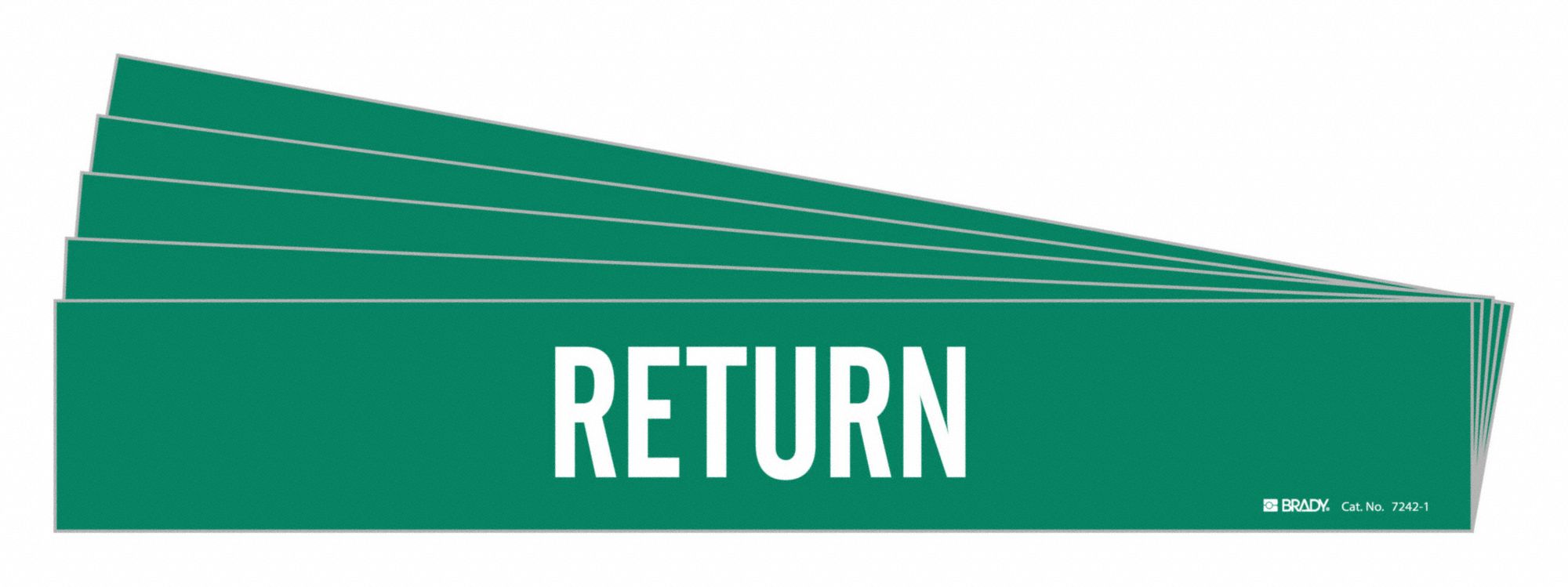Pipe Marker: Return, Green, White, Fits 2 1/2 to 7 7/8 in Pipe O.D., 1 Pipe Markers, 5 PK