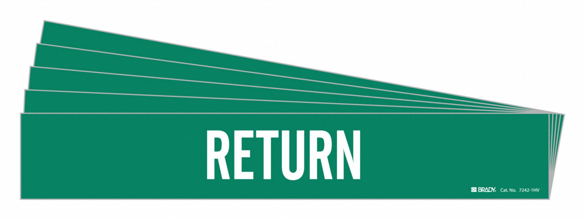 Pipe Marker: Return, Green, White, Fits 8 in and Larger Pipe O.D., 1 Pipe Markers, 5 PK