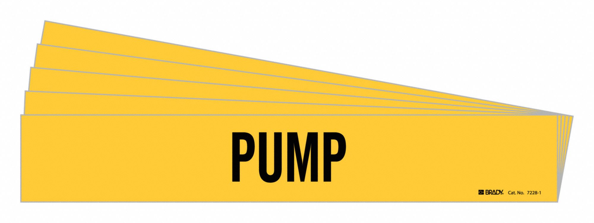 Pipe Marker: Pump, Yellow, Black, Fits 2 1/2 to 7 7/8 in Pipe O.D., 1 Pipe Markers, 5 PK