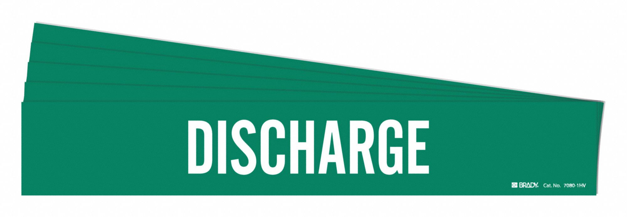 Pipe Marker: Discharge, Green, White, Fits 8 in and Larger Pipe O.D., 1 Pipe Markers, 5 PK