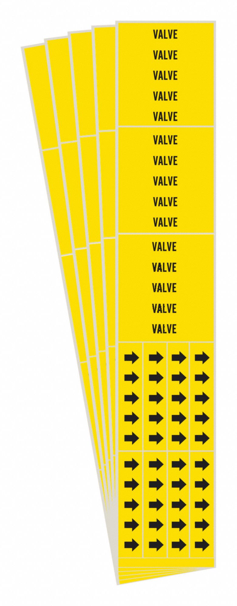 Pipe Marker: Valve, Yellow, Black, Fits 3/4 in and Smaller Pipe O.D., 3 Pipe Markers, 5 PK