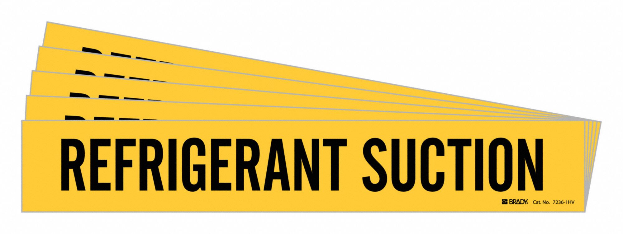 Pipe Marker: Refrigerant Suction, Yellow, Black, Fits 8 in and Larger Pipe O.D., 5 PK