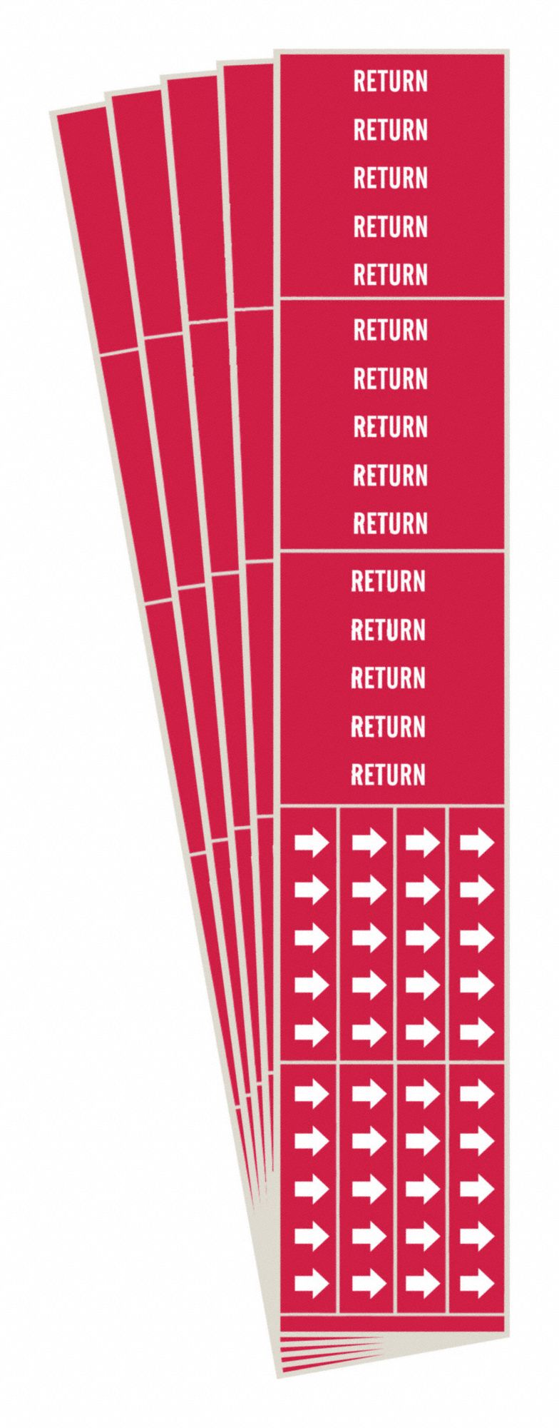 Pipe Marker: Return, Red, White, Fits 3/4 in and Smaller Pipe O.D., 3 Pipe Markers, 5 PK