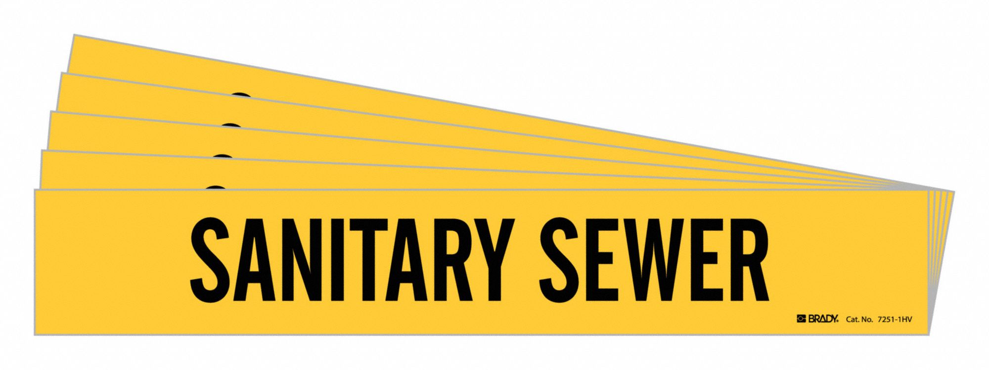 Pipe Marker: Sanitary Sewer, Yellow, Black, Fits 8 in and Larger Pipe O.D., 1 Pipe Markers, 5 PK