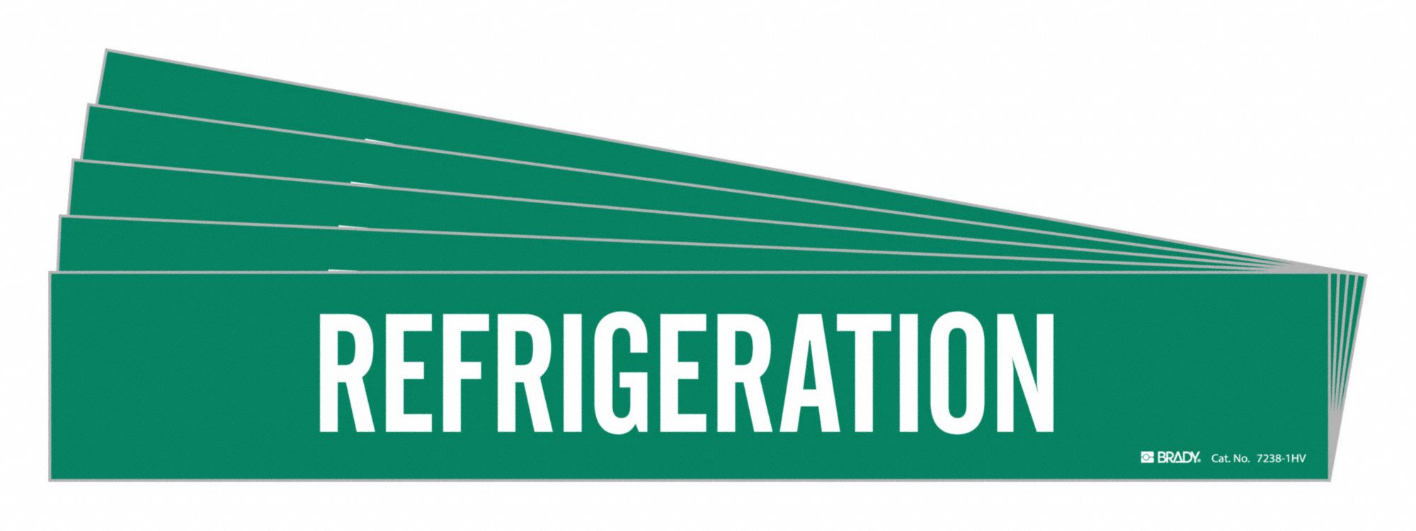 Pipe Marker: Refrigeration, Green, White, Fits 8 in and Larger Pipe O.D., 1 Pipe Markers, 5 PK