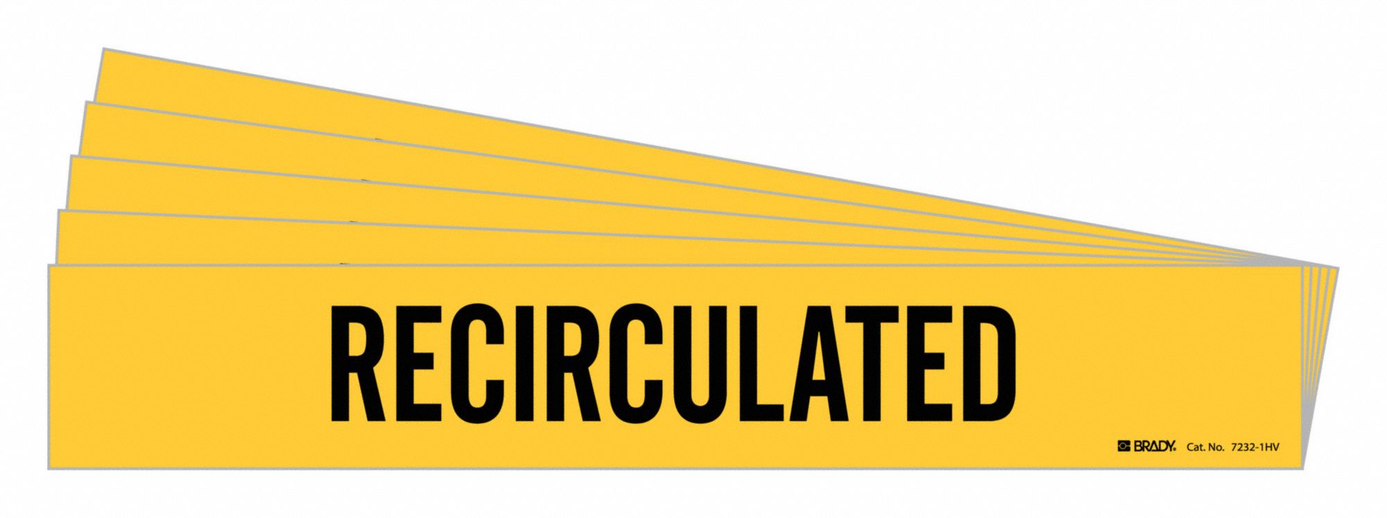 Pipe Marker: Recirculated, Yellow, Black, Fits 8 in and Larger Pipe O.D., 1 Pipe Markers, 5 PK