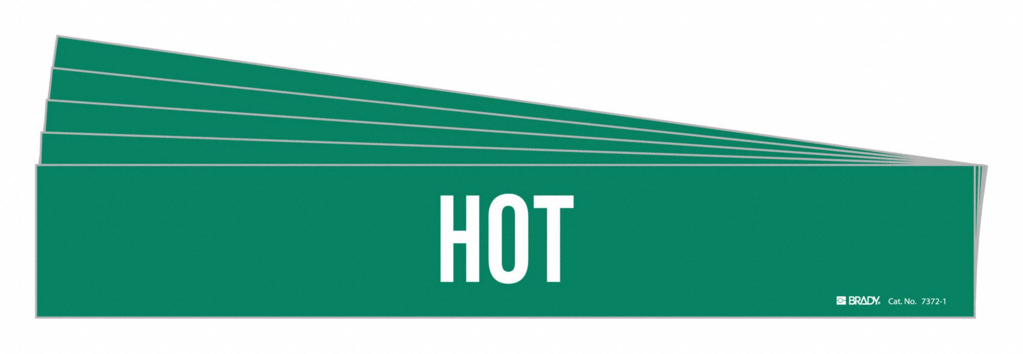 Pipe Marker: Hot, Green, White, Fits 2 1/2 to 7 7/8 in Pipe O.D., 1 Pipe Markers, 5 PK