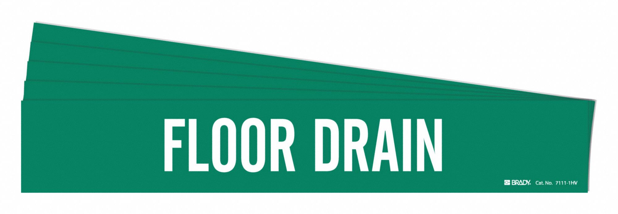 Pipe Marker: Floor Drain, Green, White, Fits 8 in and Larger Pipe O.D., 1 Pipe Markers, 5 PK