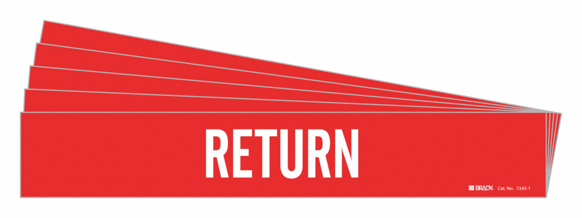 Pipe Marker: Return, Red, White, Fits 2 1/2 to 7 7/8 in Pipe O.D., 1 Pipe Markers, 5 PK