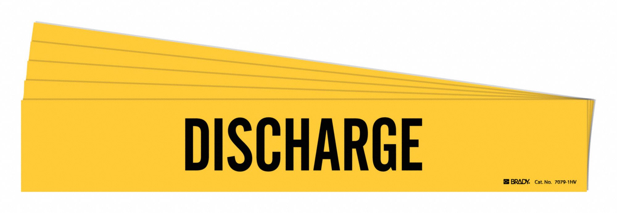 Pipe Marker: Discharge, Yellow, Black, Fits 8 in and Larger Pipe O.D., 1 Pipe Markers, 5 PK