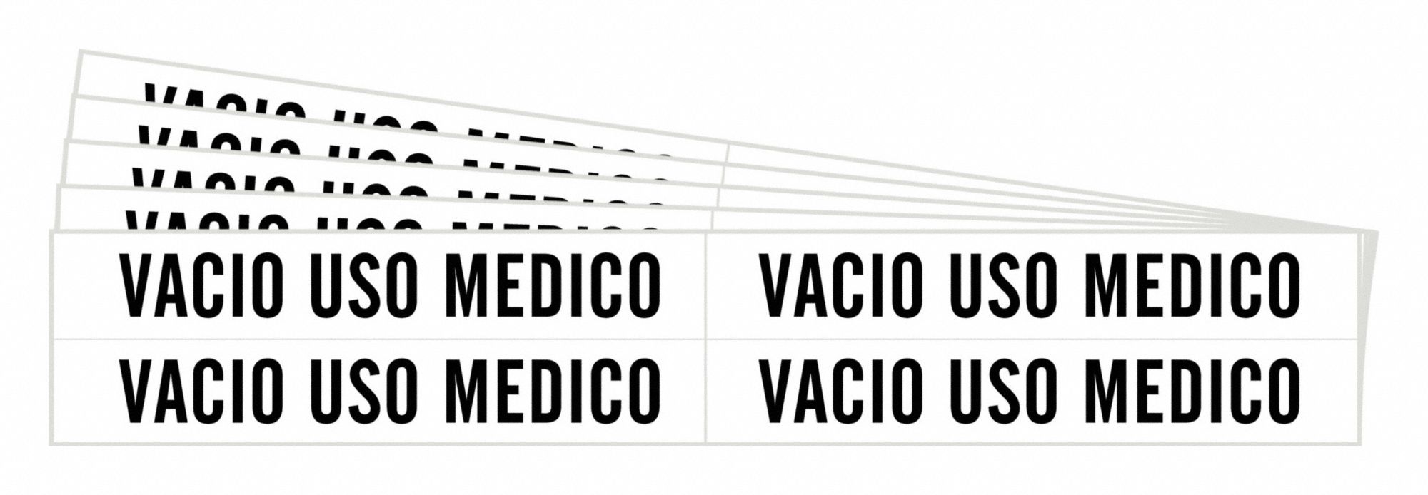 Pipe Marker: Vacio Uso Medico, White, Black, Fits 3/4 to 2 3/8 in Pipe O.D., 4 Pipe Markers, 5 PK