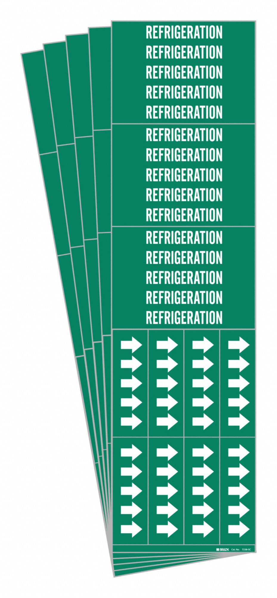 Pipe Marker: Refrigeration, Green, White, Fits 3/4 in and Smaller Pipe O.D., 3 Pipe Markers, 5 PK