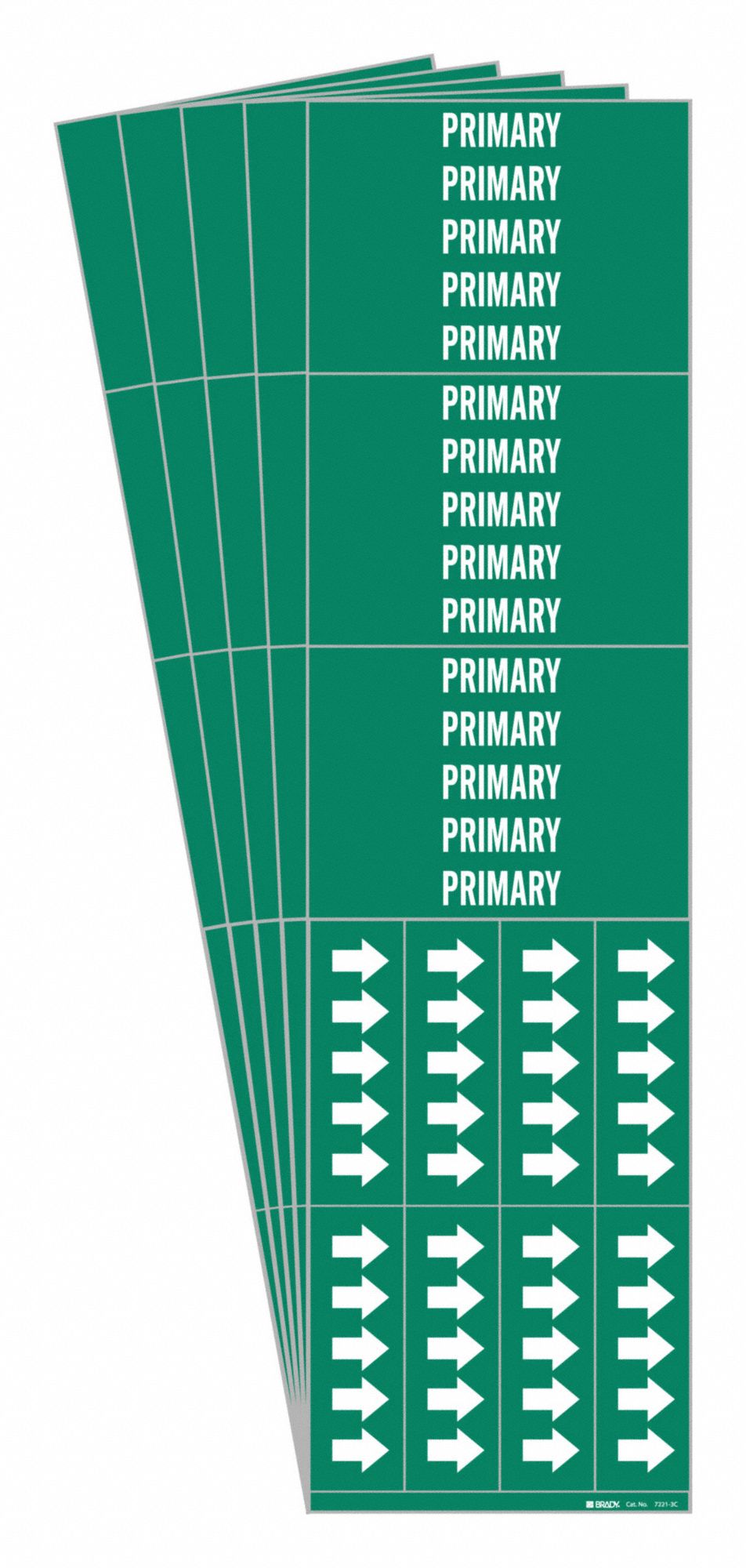 Pipe Marker: Primary, Green, White, Fits 3/4 in and Smaller Pipe O.D., 3 Pipe Markers, 5 PK