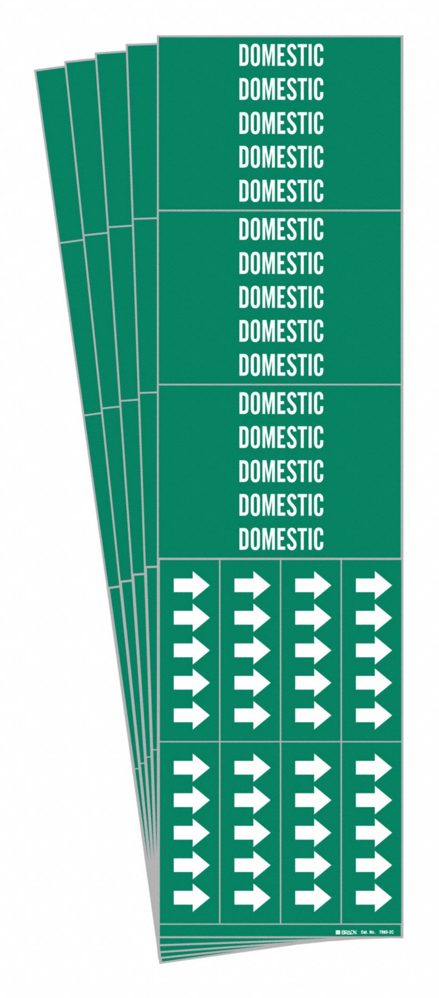Pipe Marker: Domestic, Green, White, Fits 3/4 in and Smaller Pipe O.D., 3 Pipe Markers, 5 PK