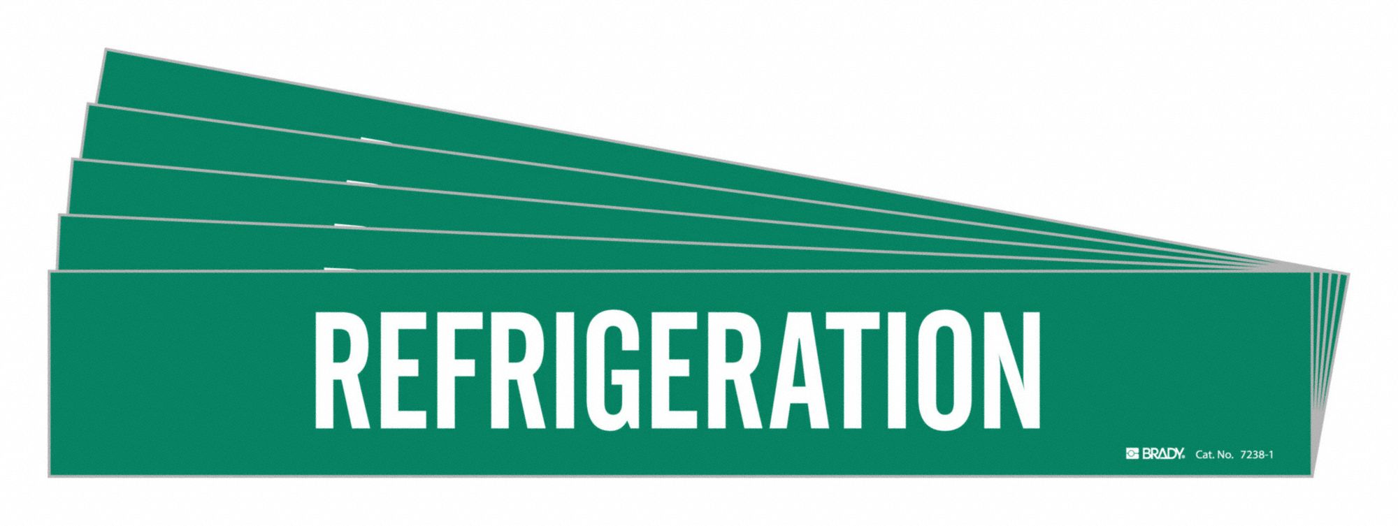 Pipe Marker: Refrigeration, Green, White, Fits 2 1/2 to 7 7/8 in Pipe O.D., 1 Pipe Markers, 5 PK