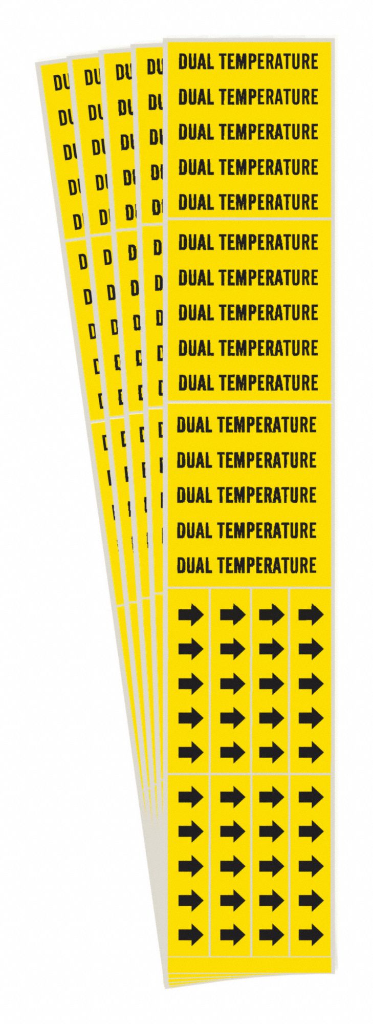 Pipe Marker: Dual Temp, Yellow, Black, Fits 3/4 in and Smaller Pipe O.D., 3 Pipe Markers, 5 PK