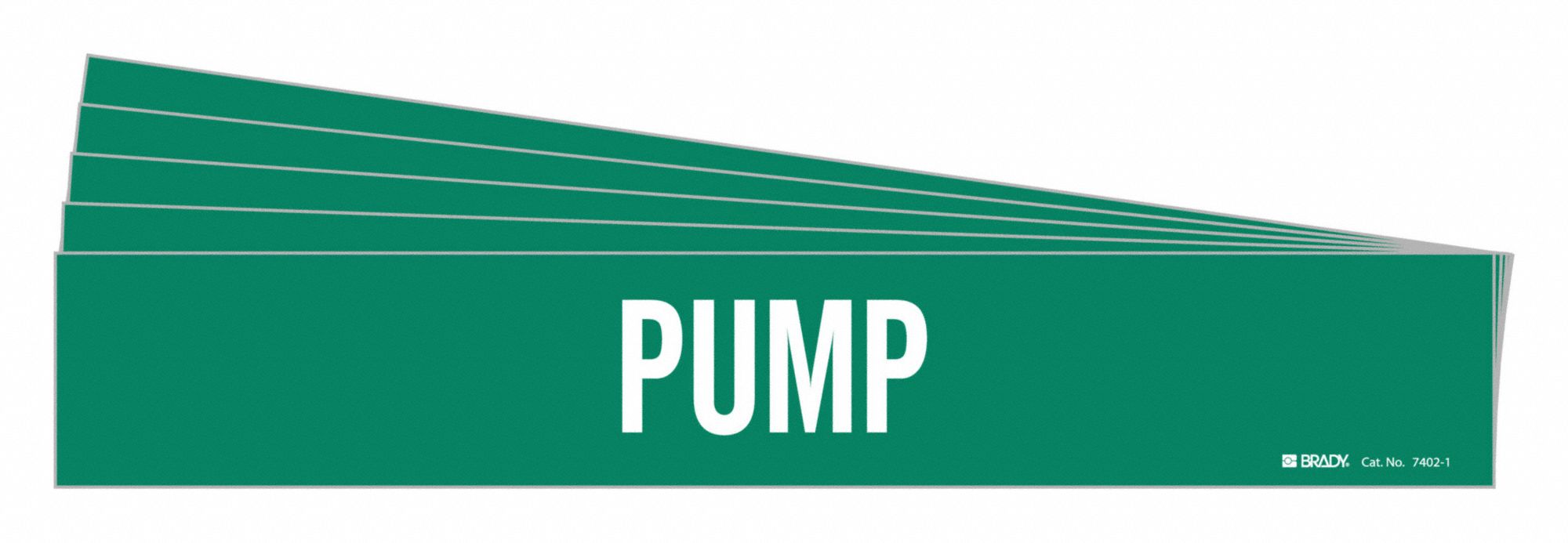 Pipe Marker: Pump, Green, White, Fits 2 1/2 to 7 7/8 in Pipe O.D., 1 Pipe Markers, 5 PK