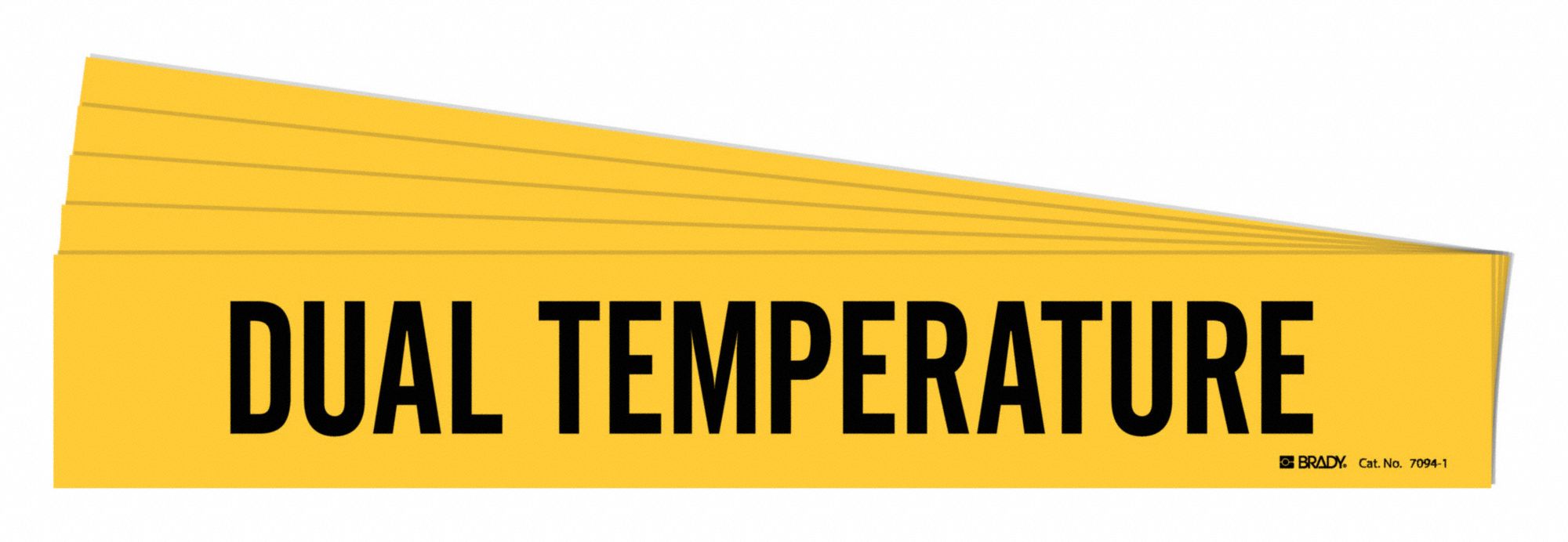 Pipe Marker: Dual Temp, Yellow, Black, Fits 2 1/2 to 7 7/8 in Pipe O.D., 1 Pipe Markers, 5 PK