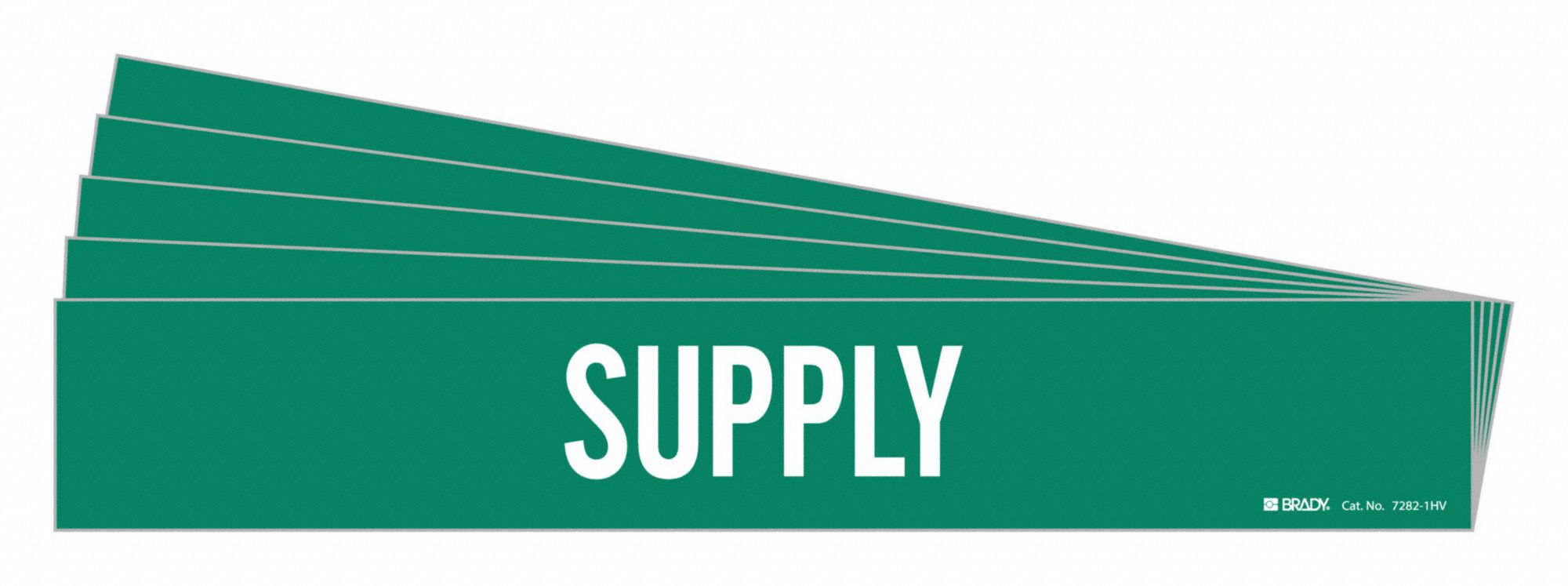 Pipe Marker: Supply, Green, White, Fits 8 in and Larger Pipe O.D., 1 Pipe Markers, 5 PK