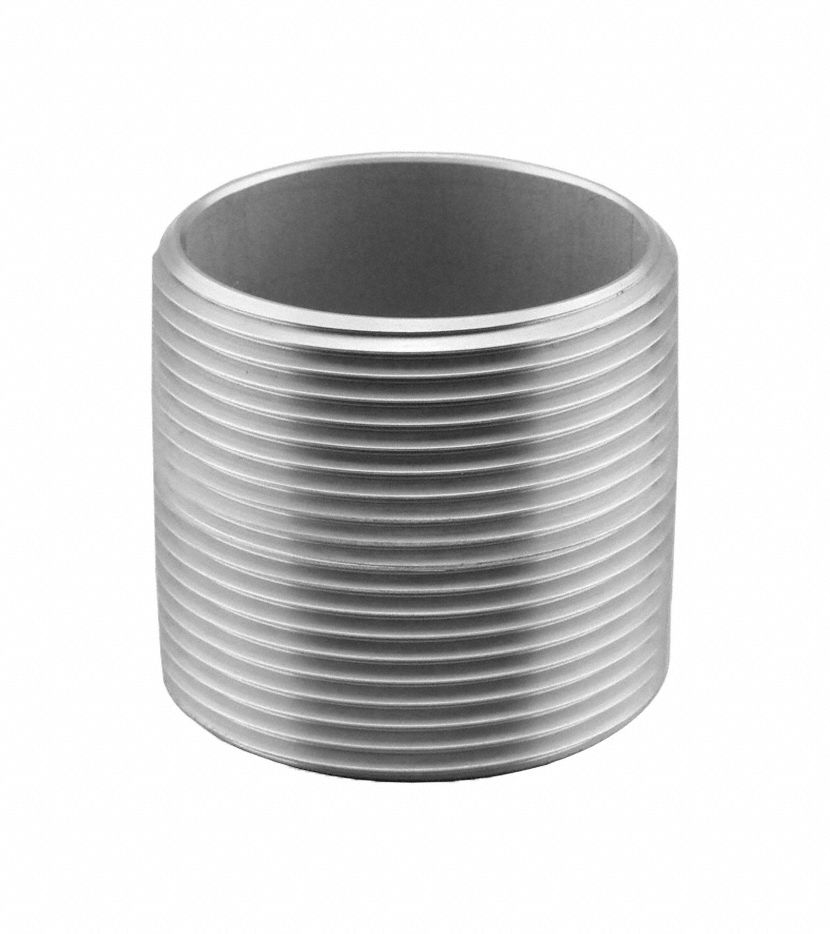 Nipple: 304 Stainless Steel, 4 in Nominal Pipe Size, 2 7/8 in Overall Lg, Fully Threaded, Welded