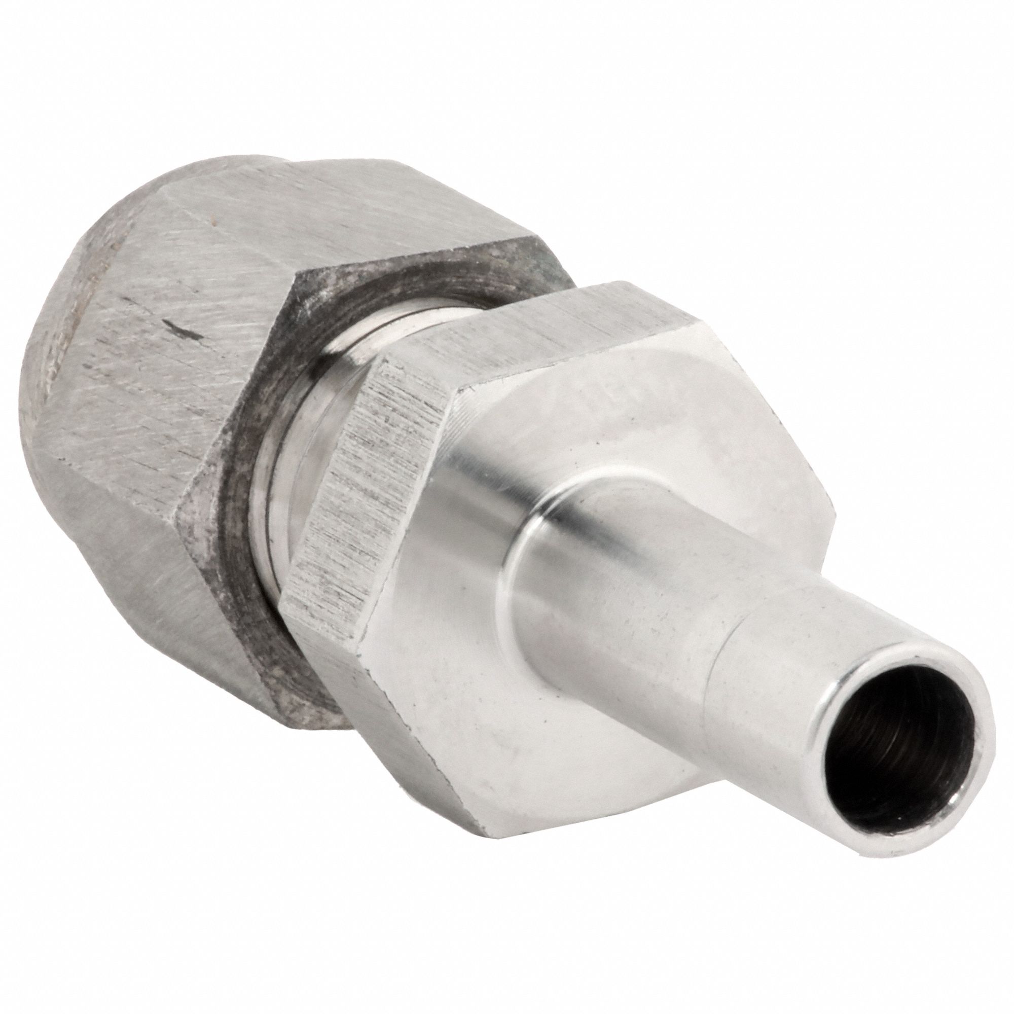 Compression Fitting Adapter: 1/4 in OD x 1/4 in OD Fitting Size, Stainless Steel