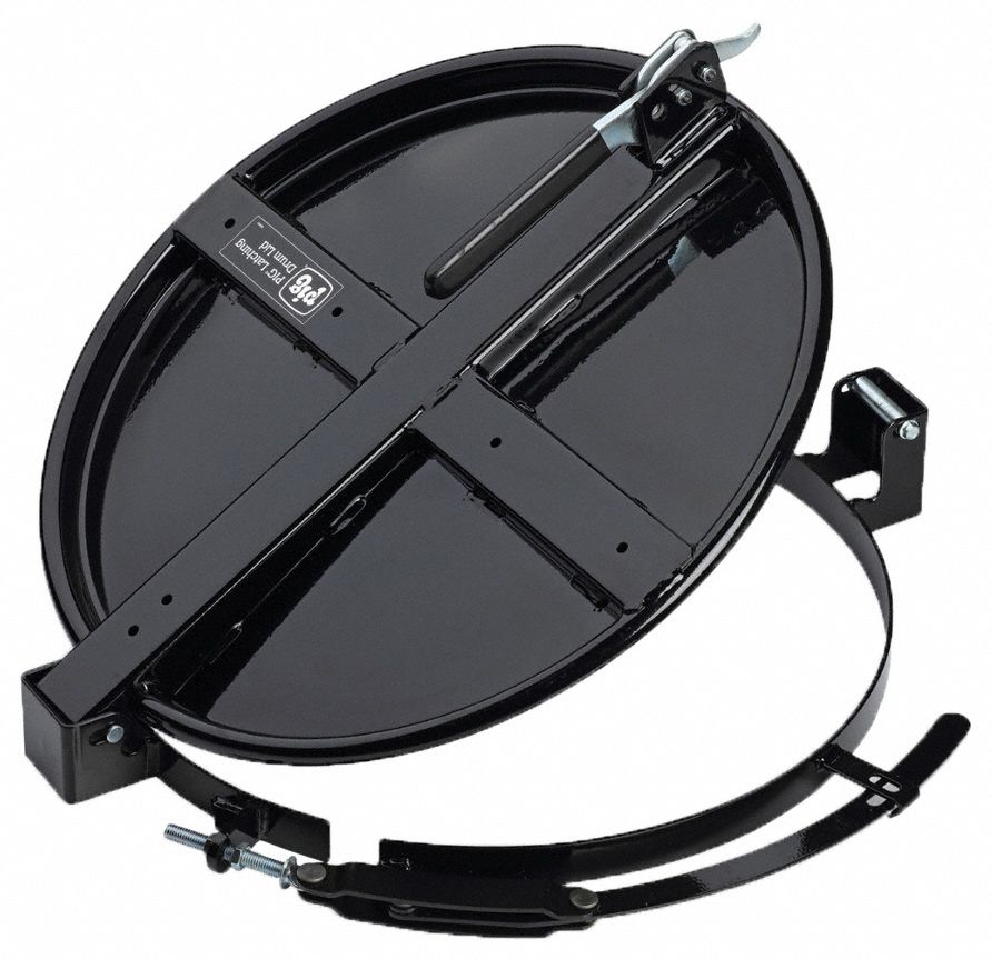 Drum Lid: 20 1/2 in Outside Dia, For Open Head Steel Drums Drum Type, Latching Lid, 0 Bung Holes