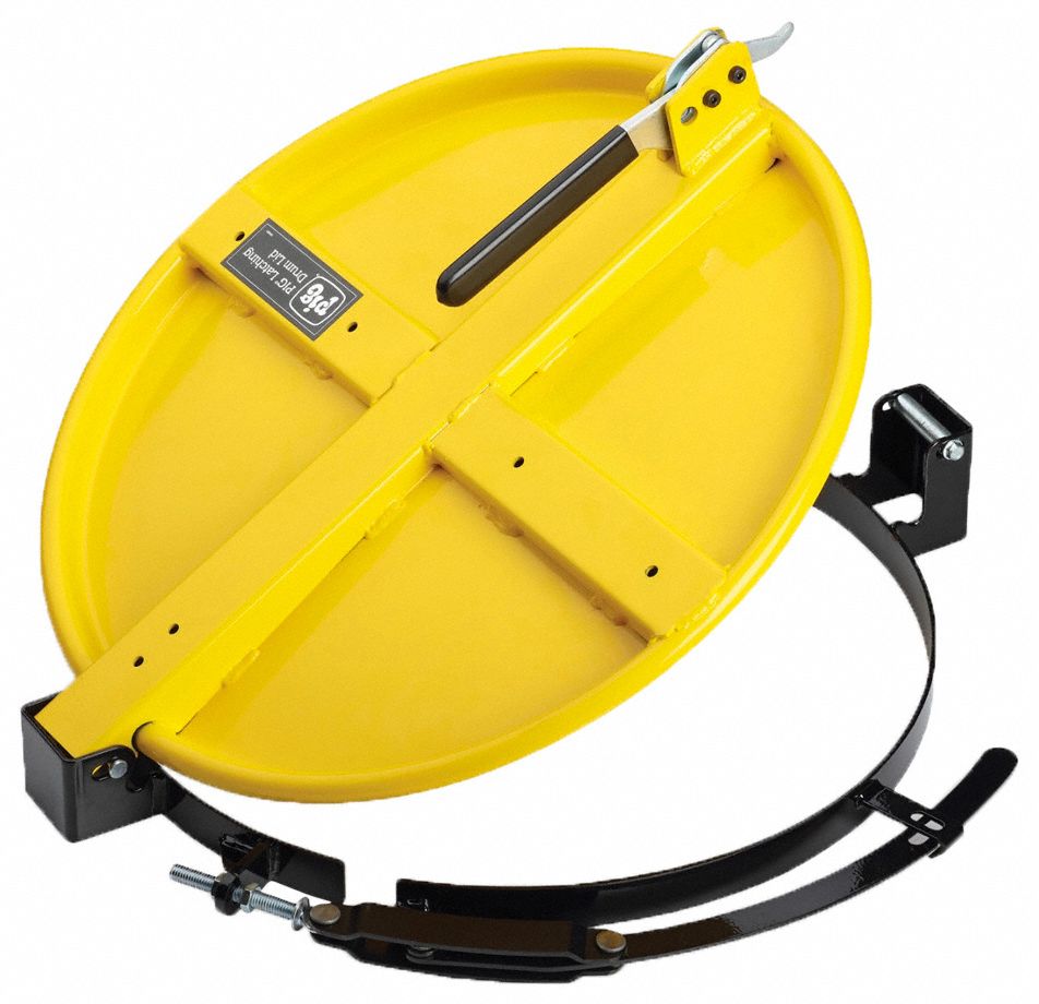 Drum Lid: 20 1/2 in Outside Dia, For Open Head Steel Drums Drum Type, Latching Lid, 0 Bung Holes