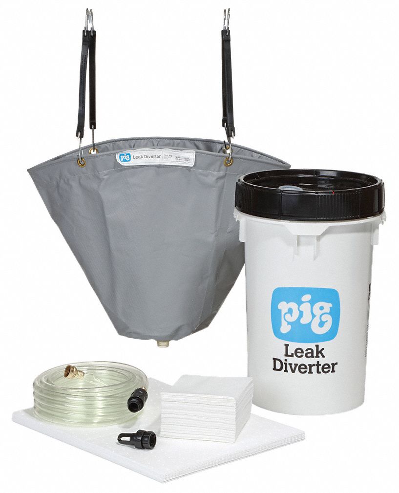 Leak Diverter Tarp: Straps Leak Diverter Mounting, Brass/Polyester/PVC, Gray, Caution