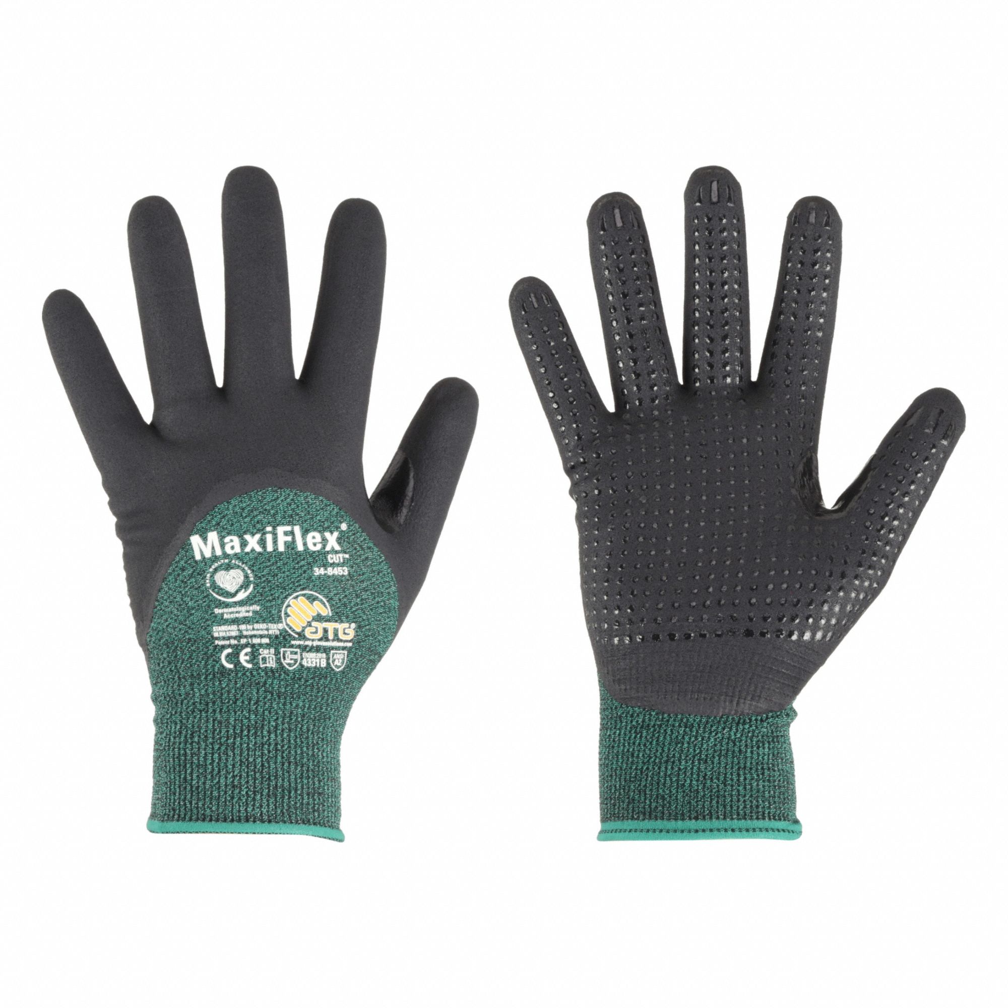 Knit Gloves: 2XL ( 11 ), Leather Palm Knit Glove, Goatskin, Std, Knit Cuff, 1 PR