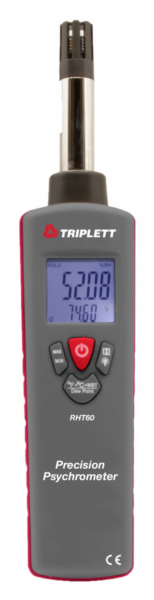 PRECISION PSYCHROMETER, ONBOARD, INCLUDED, 8.9 IN X 1.7 IN X 1.3 IN, -22 ° F TO 199 ° F