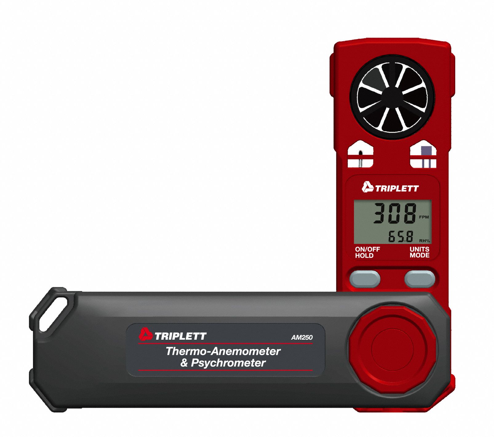Anemometer: 20 fpm Air Velocity Resolution, Dew Point/Relative Humidity/Wind Chill, AM250