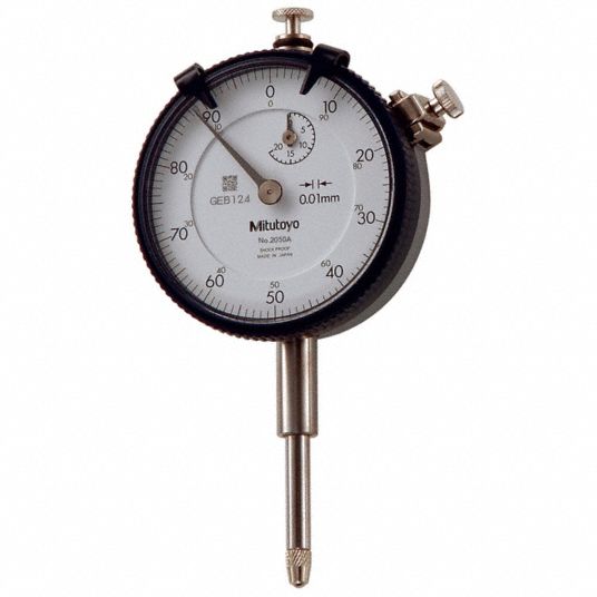 MITUTOYO Dial Indicator: 0 to 20 mm Range, Continuous Reading, 0-100 ...