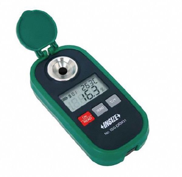 Refractometer: Coolant/Juice/Sugar Solution, +/-0.2% Accuracy, Manual, Digital, 0.2, 1.42 RI