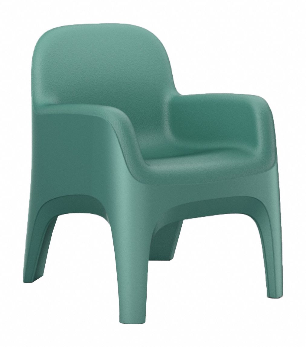 Arm Chair: Aqua Seat Color, Polyethylene Seat Material, Floor Mount, 1 Seats, 25 in Seat Wd