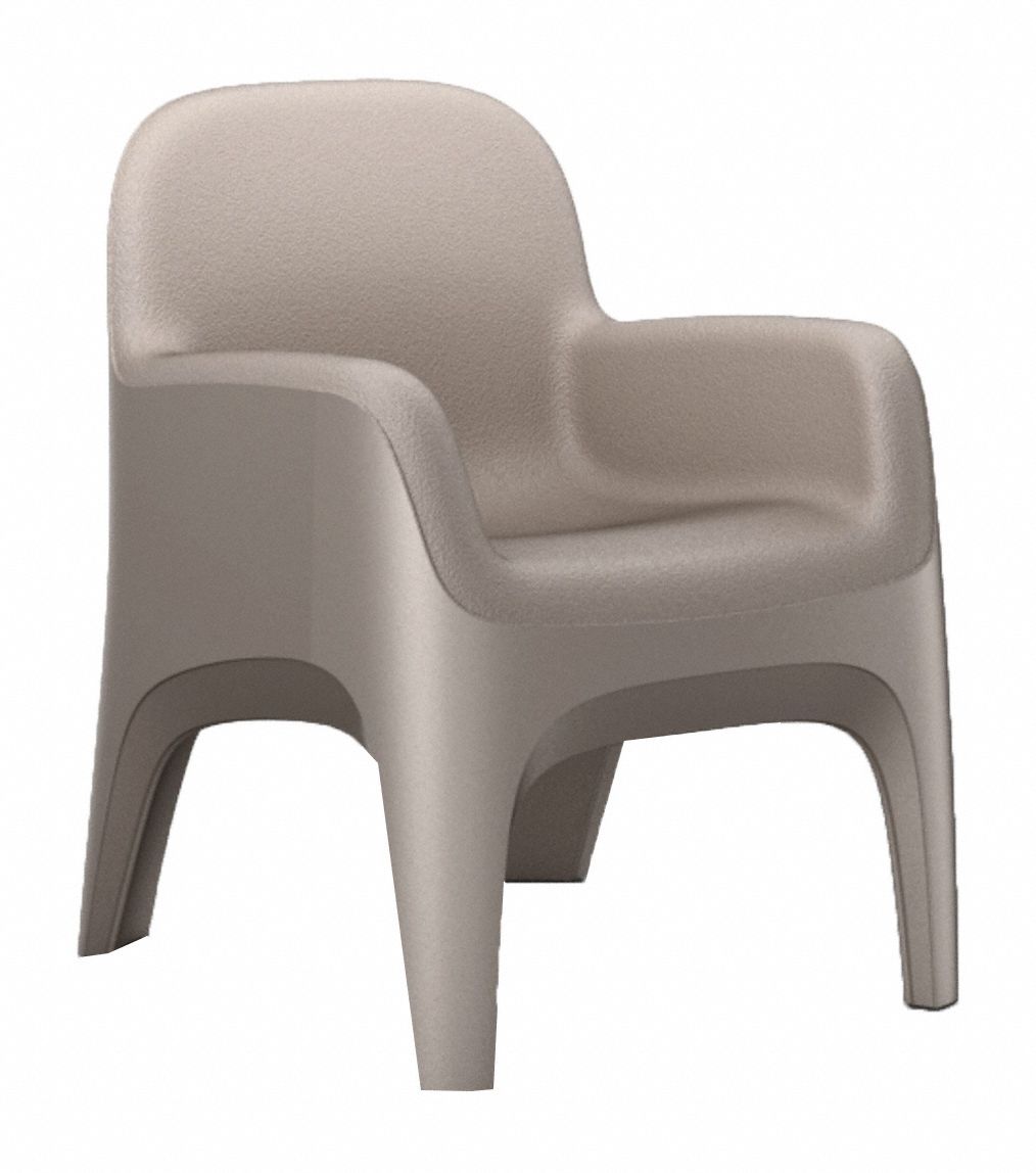 Crew Arm Chair Floor Mount Stone Gray: 25 in Wd, 26 in Lg, 32 in Ht, 500 lb Wt Capacity, Gray