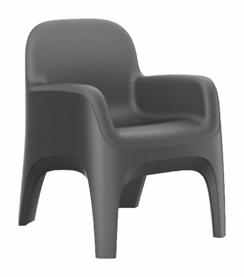 Arm Chair: Black Seat Color, Polyethylene Seat Material, Floor Mount, 1 Seats, 25 in Seat Wd