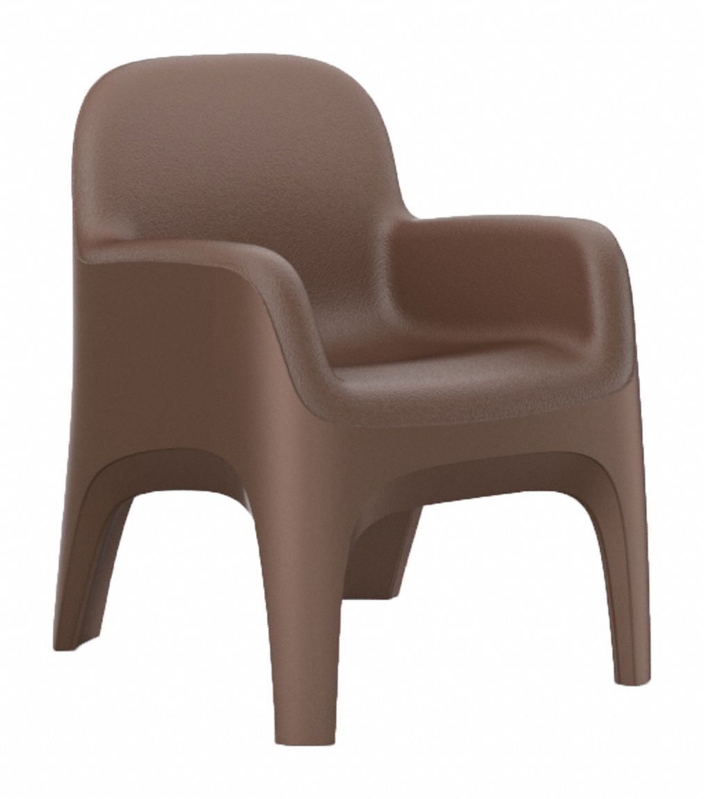 Arm Chair: Brown Seat Color, Polyethylene Seat Material, Floor Mount, 1 Seats, 25 in Seat Wd