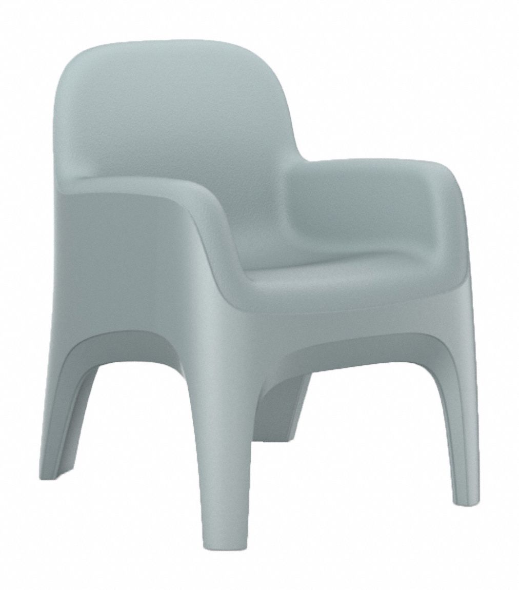 Arm Chair: Gray Seat Color, Polyethylene Seat Material, Floor Mount, 1 Seats, 25 in Seat Wd