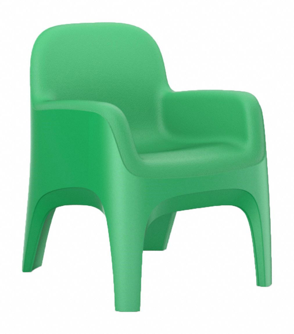 Arm Chair: Green Seat Color, Polyethylene Seat Material, Floor Mount, 1 Seats, 25 in Seat Wd