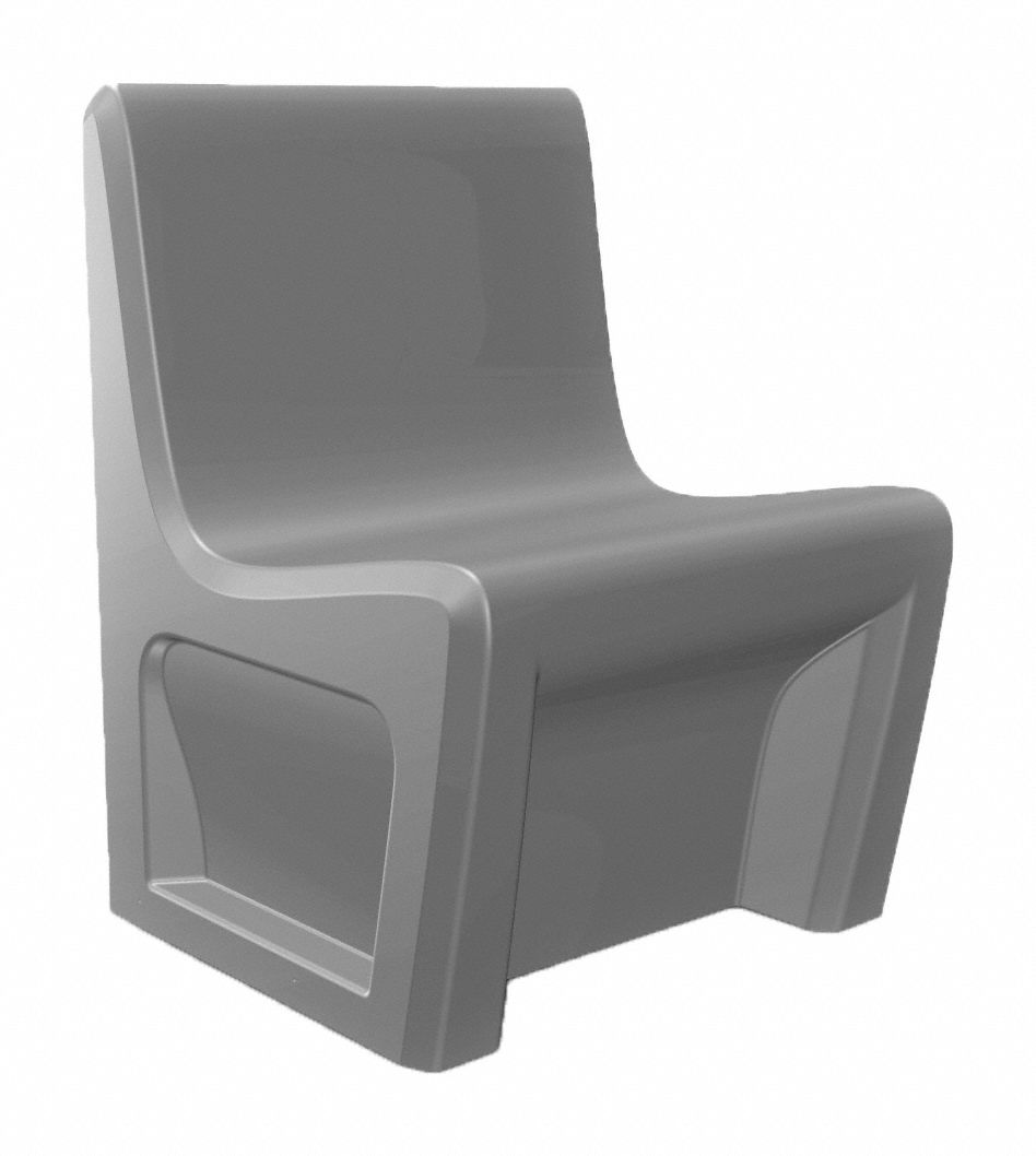 Armless Chair: Gray Seat Color, Polyethylene Seat Material, Freestanding, 1 Seats, ISO 22196