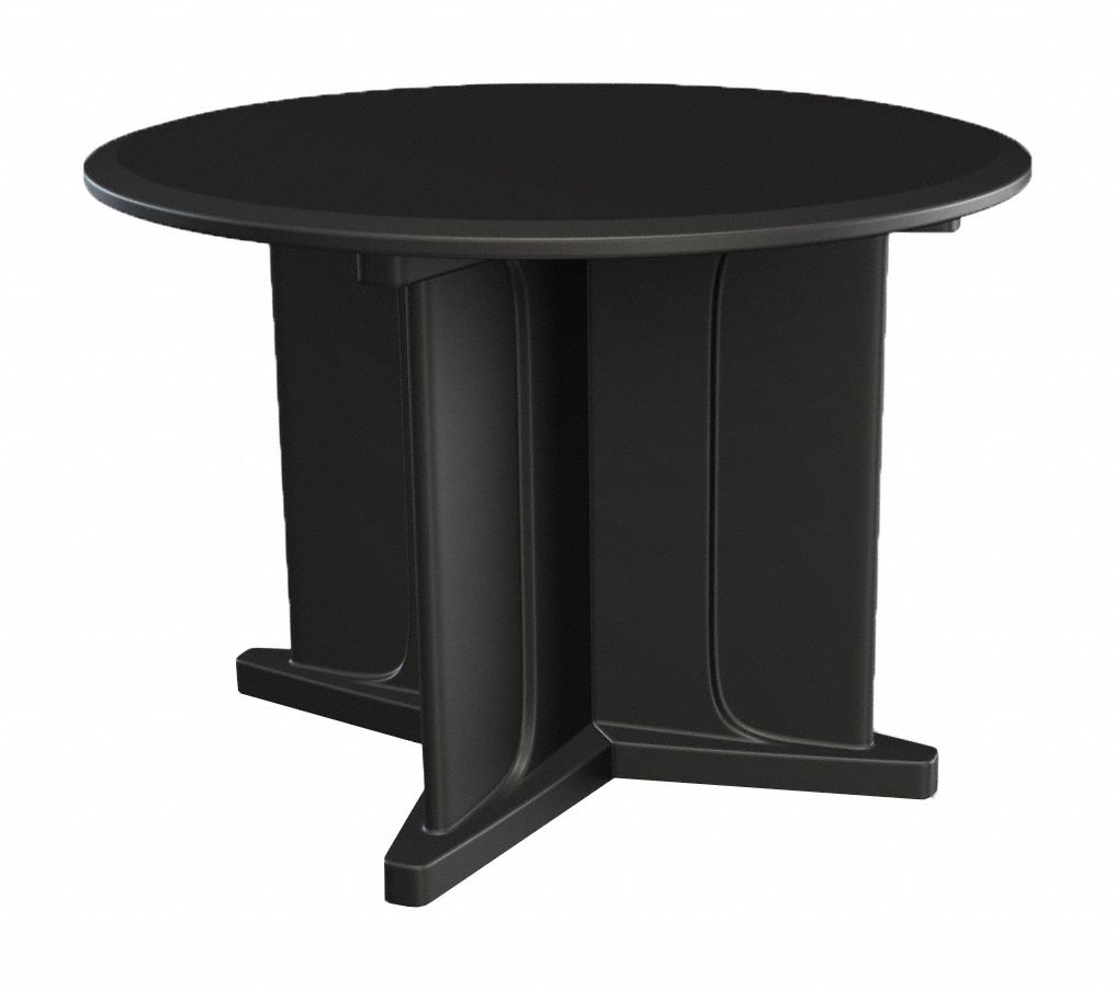 Table: 29 in Overall Ht, 48 in Overall Dia, No Game Top, Ballast Accepted, Black, ISO 22196